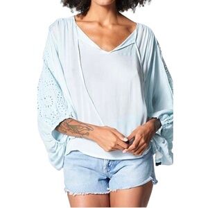 YFB Young Fabulous & Broke Poet Top in Rain Solid, Size S